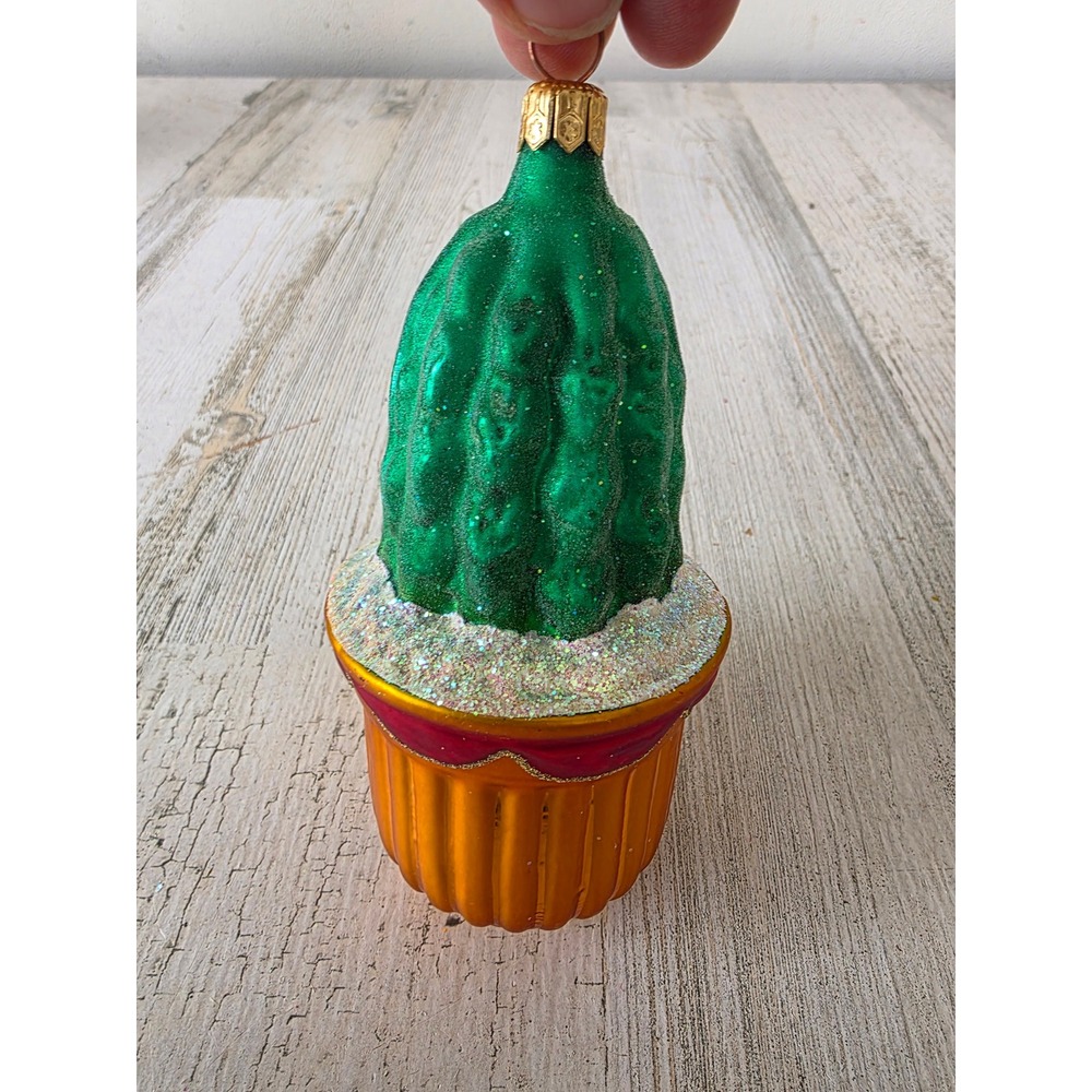 Vintage radko‎ prickly pair glitter cactus AS IS plant ornament Xmas glass tree